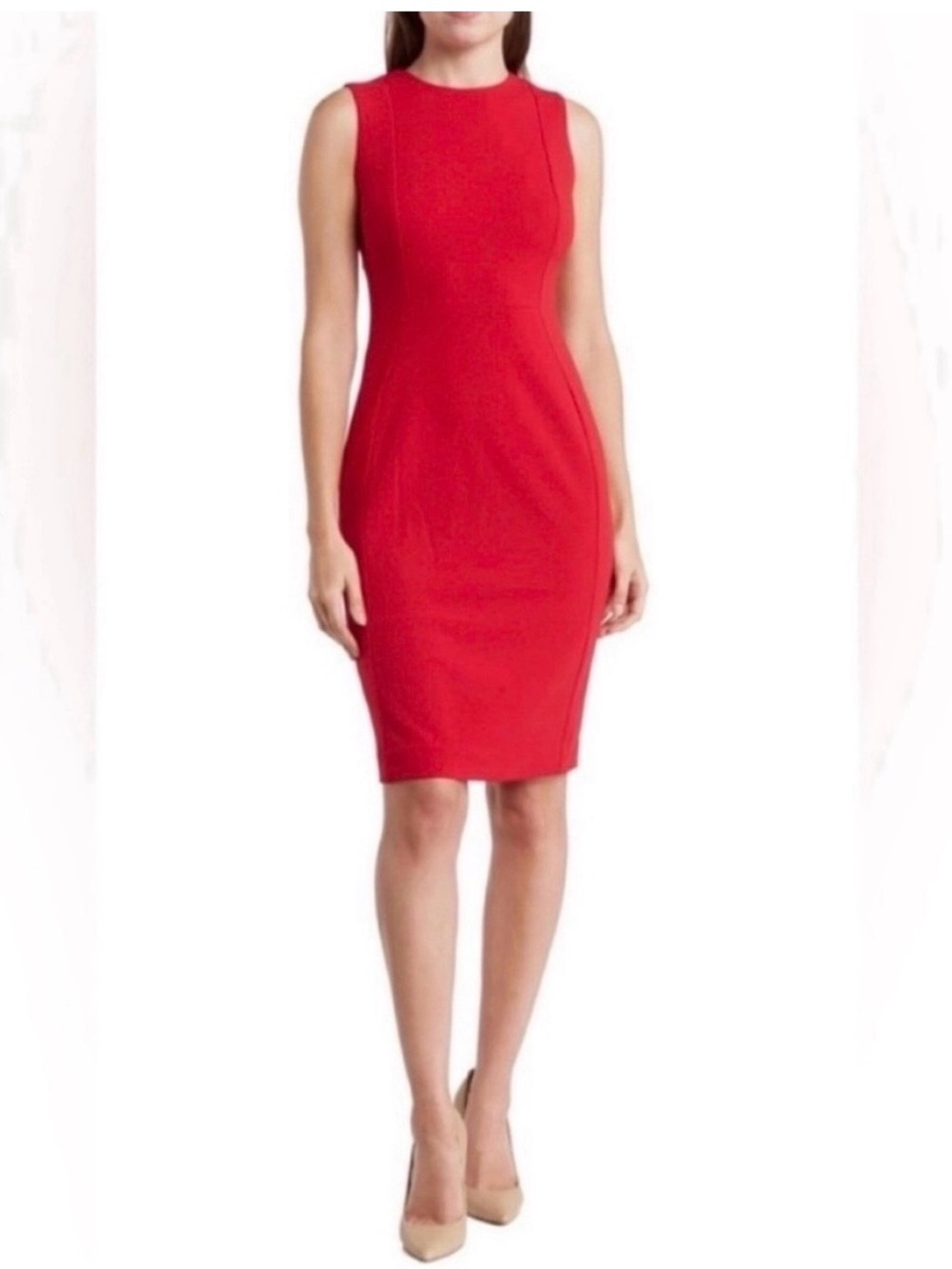 ❤️ NWT! Red CALVIN KLEIN Sleeveless Sheath Dress - Size 10